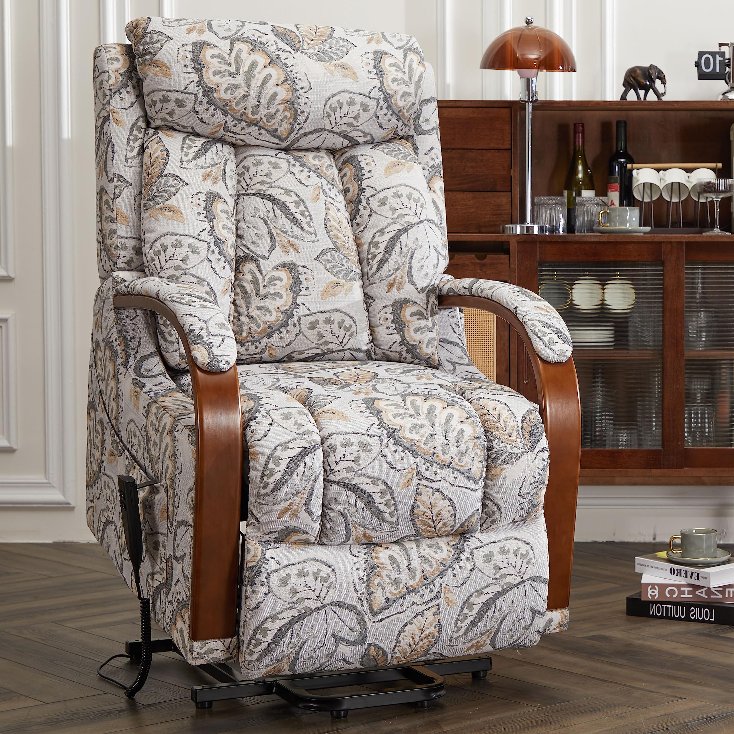 DYNOX Big Tall Man Large-Wide Power Dual Motor Lift Recliners Chairs for Elderly Lay Flat Lift Chair with Infinite Positions, Heat & Massage, Supports 400 LBS(9298L,Faux Leather,Brown)