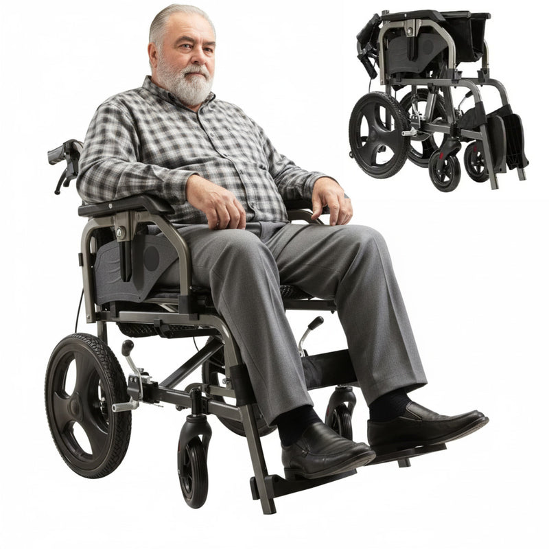 Ultra Light Ergonomic Wheelchair with Removable Footrest