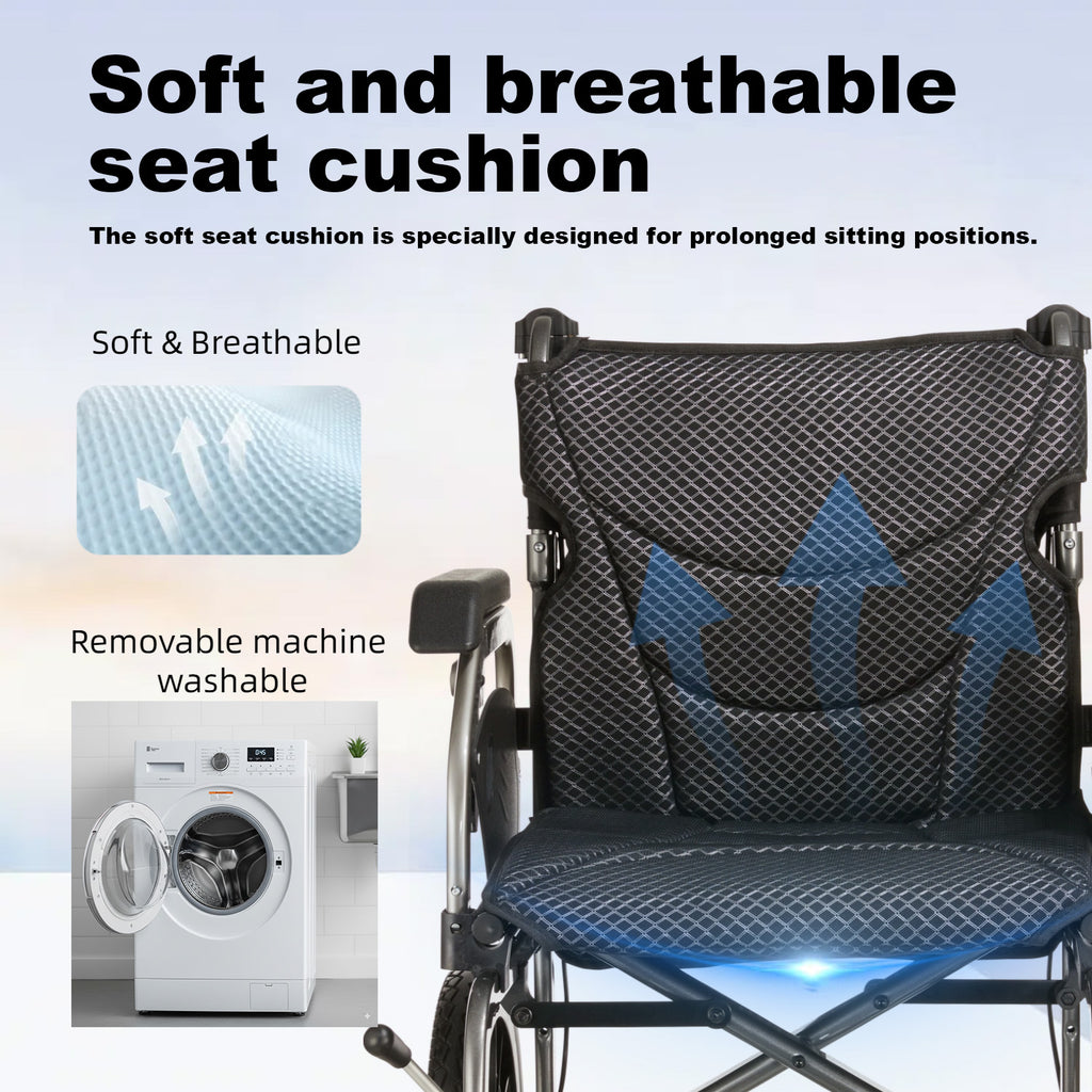 Ultra Light Ergonomic Wheelchair with Removable Footrest