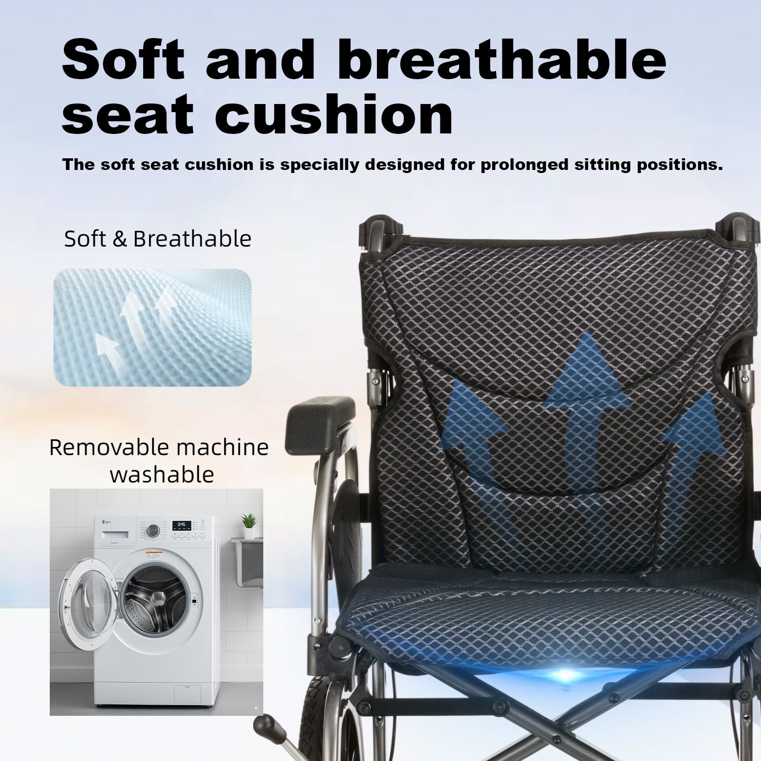 Ultra Light Ergonomic Wheelchair with Removable Footrest