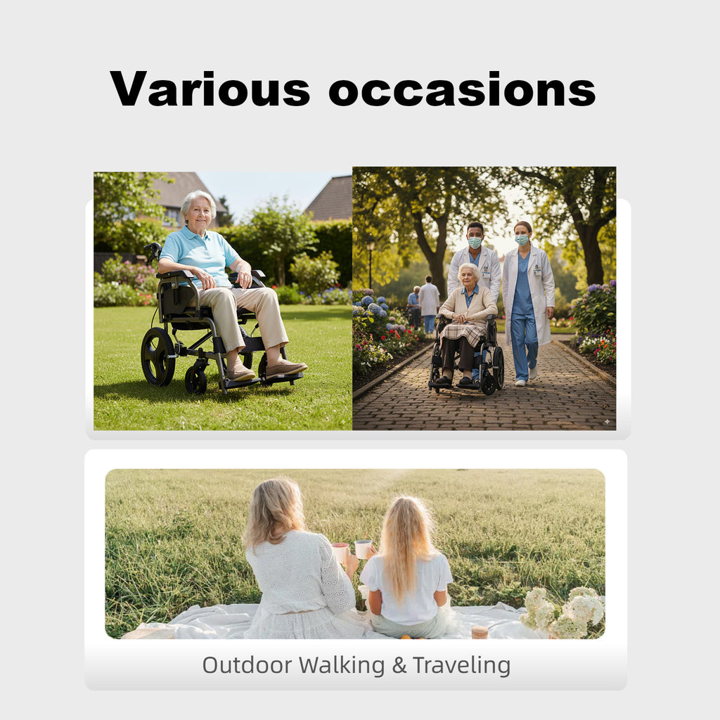 Ultra Light Ergonomic Wheelchair with Removable Footrest