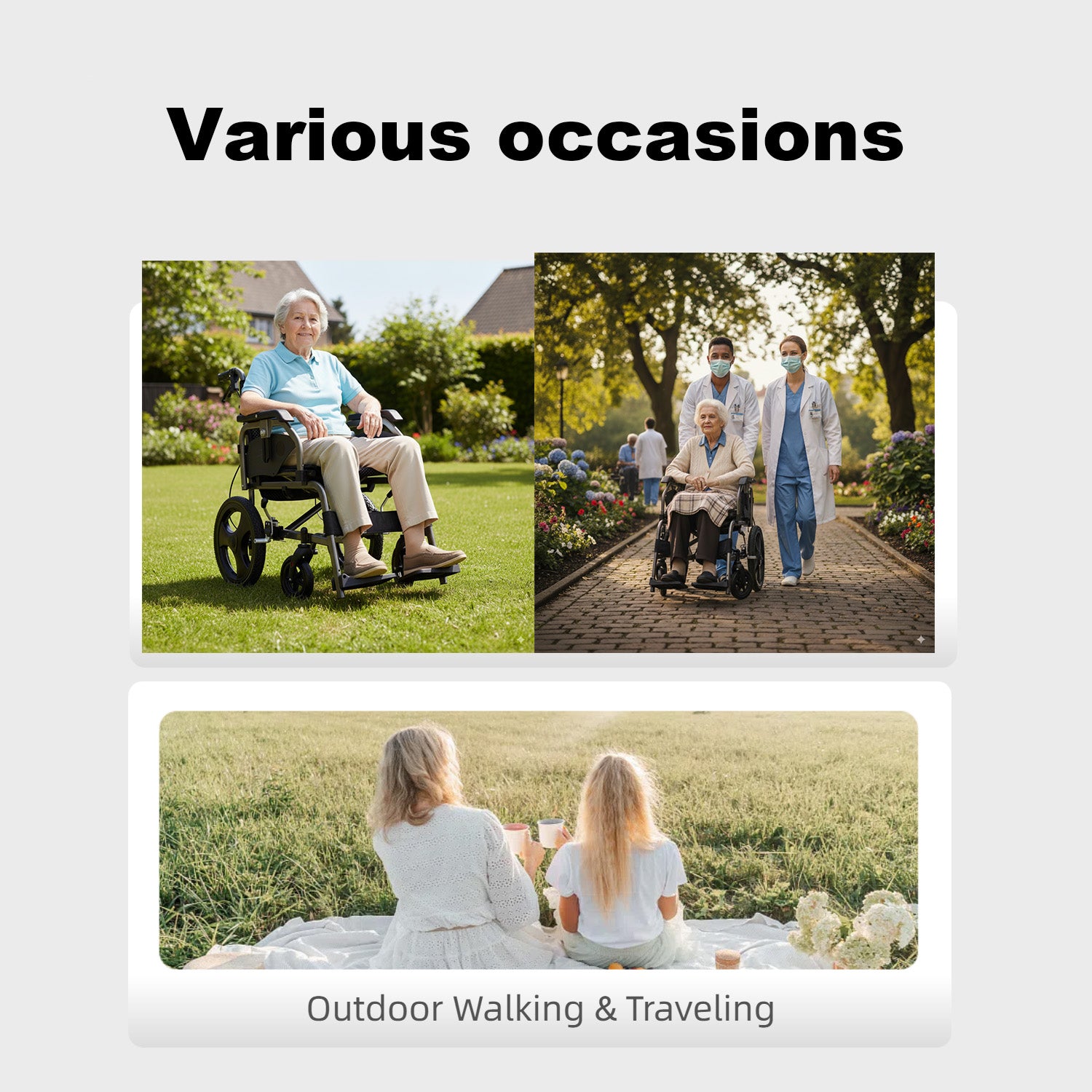 Ultra Light Ergonomic Wheelchair with Removable Footrest