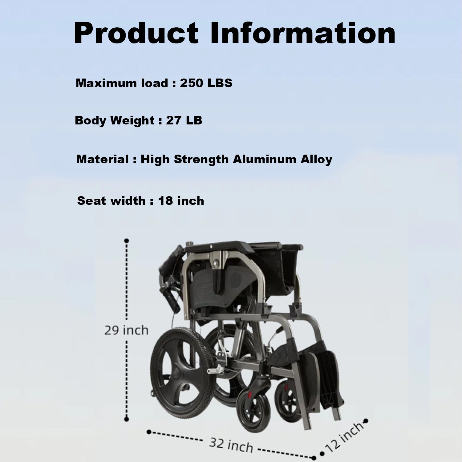 Ultra Light Ergonomic Wheelchair with Removable Footrest